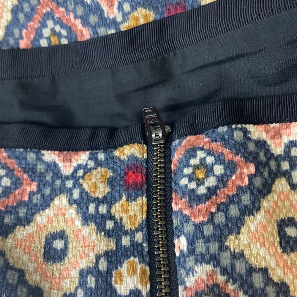 Loft Boho Short Patterned Cotton Blend A Line Ski… - image 3